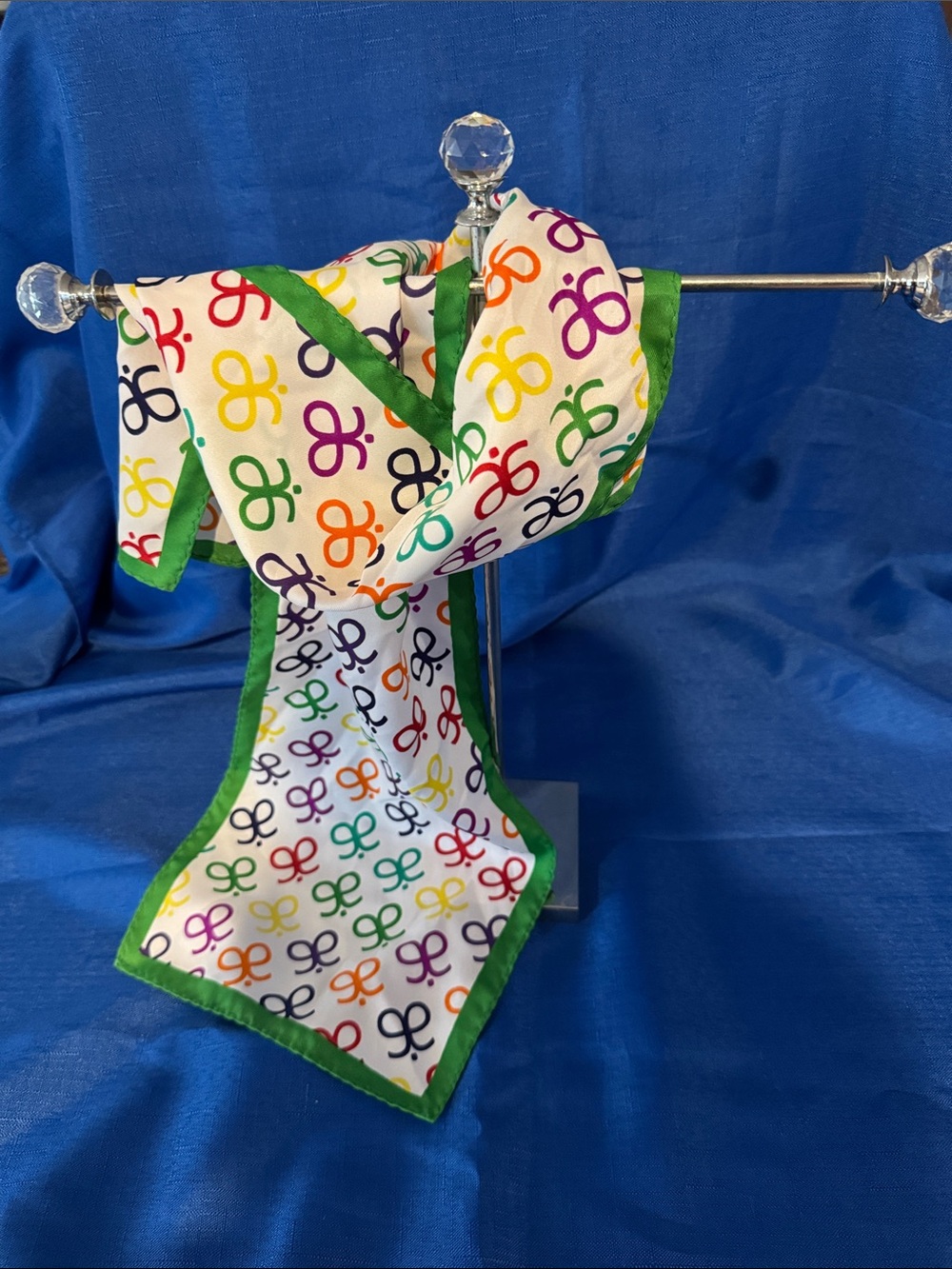 Arbonne Logo Scarf With Green Trim - 100% Polyester  -  8” x 43”
